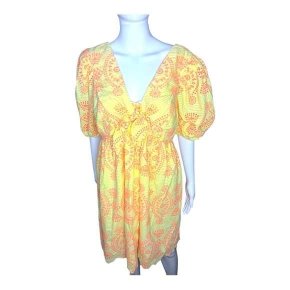 NWT Lilly Pulitzer Sarafina Short Sleeve Eyelet Gingham Yellow Dress Sz 14 - Picture 4 of 8